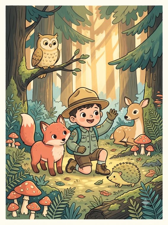Keepsake book — a child ranger with forest friends